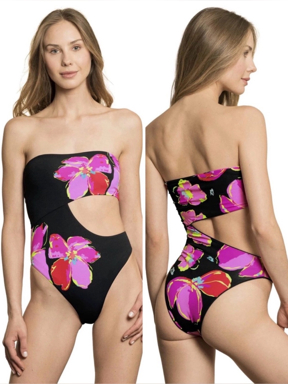 Maaji Bite Shark Reversible One Piece in Multicolor Bold Floral Swimsuit, Small